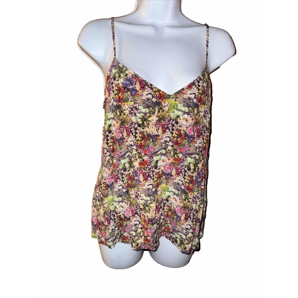 Y2k Silk Cami  Size Small Femme Women's Spaghetti Strap  Adjustable 100% Floral